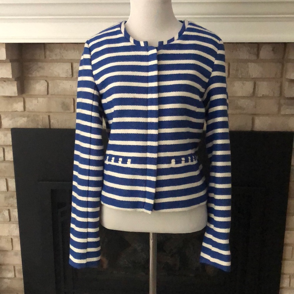 Gap Blue & White Striped Front Zip Jacket size 4
